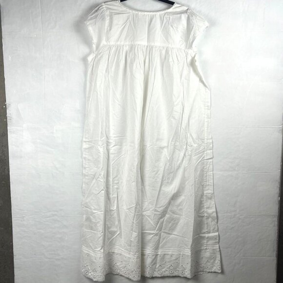 Eileen West White Cotton Nightgown With Eyelet Lace Trim & Floral Details XL - Picture 3 of 6